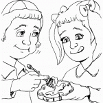 ילד וילדה טובלים חלה בדבש