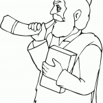 איש תוקע בשופר ומחזיק בידו ספר תורה