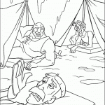 דף צביעה מילו וחברים באוהלים
