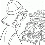 דף צביעה מילו מתבונן בגעגוע בתמונה