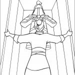 דף צביעה מולאן מתבוננת בתחפושת שבארון