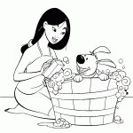 דף צביעה מולאן רוחצת את הארנב