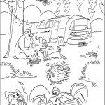 דף צביעה בו והחיות סביב למדורה ביער