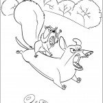 דף צביעה הסנאי ריילי רוכב על גב הבונה