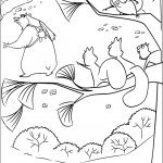 דף צביעה בו ביער עם הסנאים הזועמים