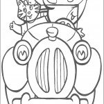 דף צביעה עכברון והחתולה במכונית