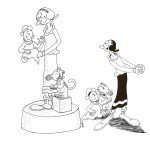 דף צביעה אוליב, הסבתא והתינוקות לבית פופאי