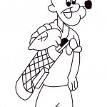 דף צביעה פופאי בדרך למשחק גולף