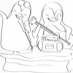 דף צביעה הפינגווינים שרים ומנגנים