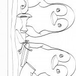 דף צביעה הפינגווינים מכינים ארוחה