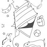 דף צביעה שני פינגווינים עומדים ליד האוהל