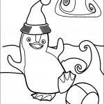 דף צביעה פינגווין משתעשע עם הכדור