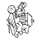 דף צביעה דובון, בית ורכבת