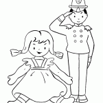 דף צביעה בובת ילדה וחייל