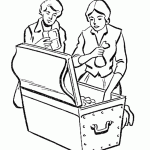 דף צביעה ג'ים הוקינס ואמו מוצאים את מפת האוצר