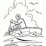 דף צביעה ג'ים חוזר לספינה עם הסירה אותה בנה בן גאן