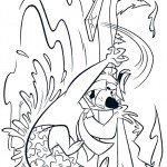 דף צביעה יוגי הדוב קופץ למים