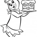 דף צביעה סינדי מגישה את עוגת יום ההולדת