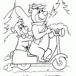 דף צביעה יוגי ובובו רוכבים על האופנוע
