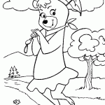 דף צביעה סידני מטיילת ובידה מטרייה