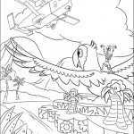 דף צביעה התוכים מביטים במטוס הנוחת