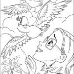 דף צביעה לינדה מביטה על בלו וג'ול