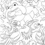 דף צביעה לואיז הבולדוג והתוכים