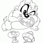 דף צביעה טאז משחק בסביבונים